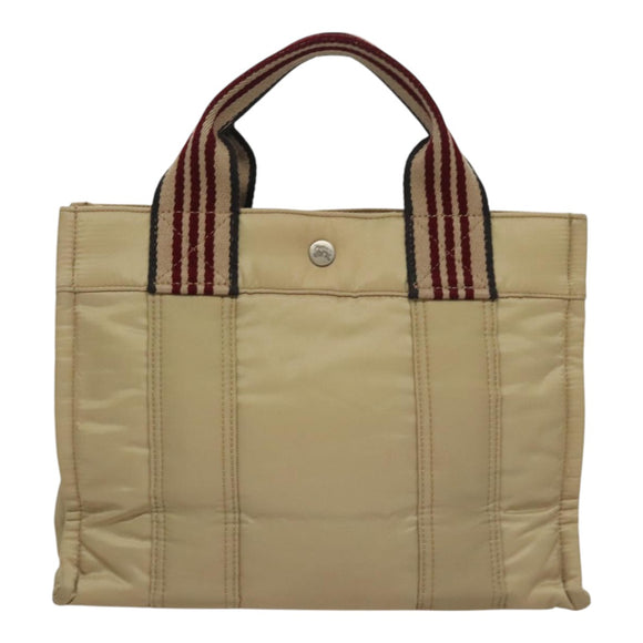 BURBERRY Blue Label Hand Bag Nylon Beige Auth bs21643