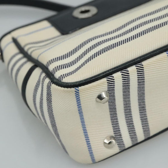 BURBERRY Shoulder Bag Canvas White Auth bs21644
