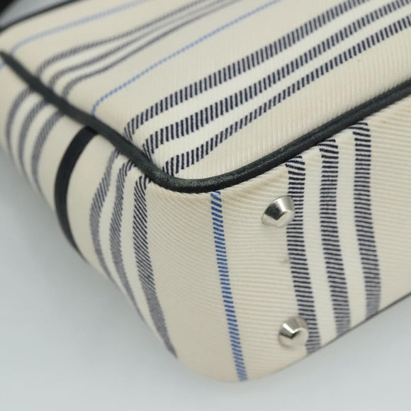 BURBERRY Shoulder Bag Canvas White Auth bs21644