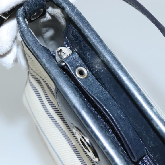 BURBERRY Shoulder Bag Canvas White Auth bs21644