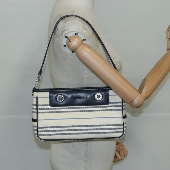 BURBERRY Shoulder Bag Canvas White Auth bs21644