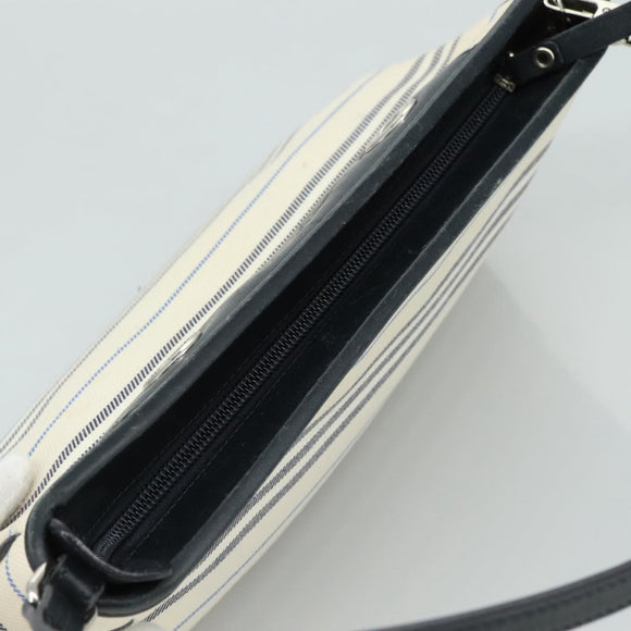 BURBERRY Shoulder Bag Canvas White Auth bs21644