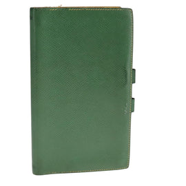 HERMES Day Planner Cover Leather Green Auth bs21645