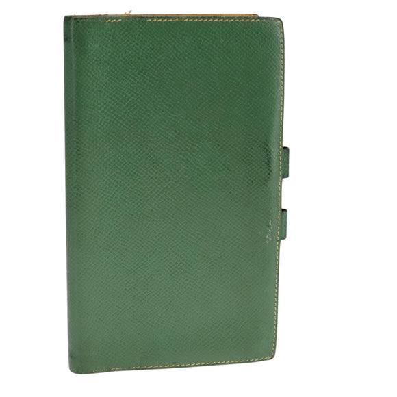 HERMES Day Planner Cover Leather Green Auth bs21645