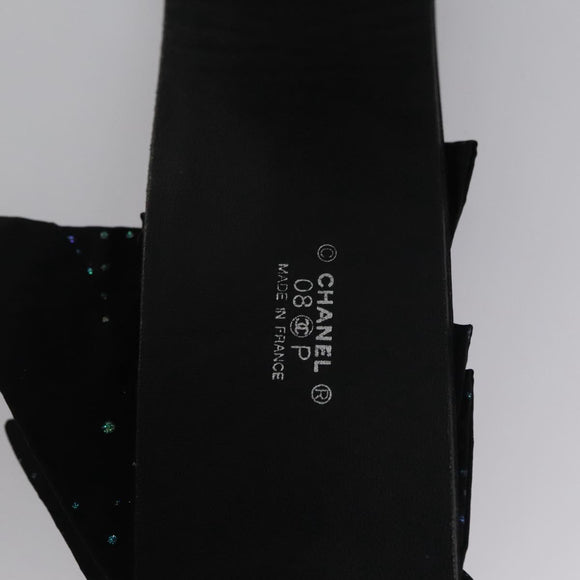 CHANEL Belt Leather 29.9"" Black CC Auth bs21650