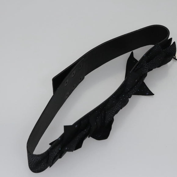 CHANEL Belt Leather 29.9"" Black CC Auth bs21650