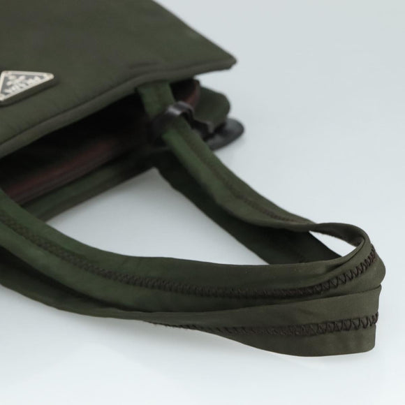 PRADA Tote Bag Nylon Khaki Auth bs21656