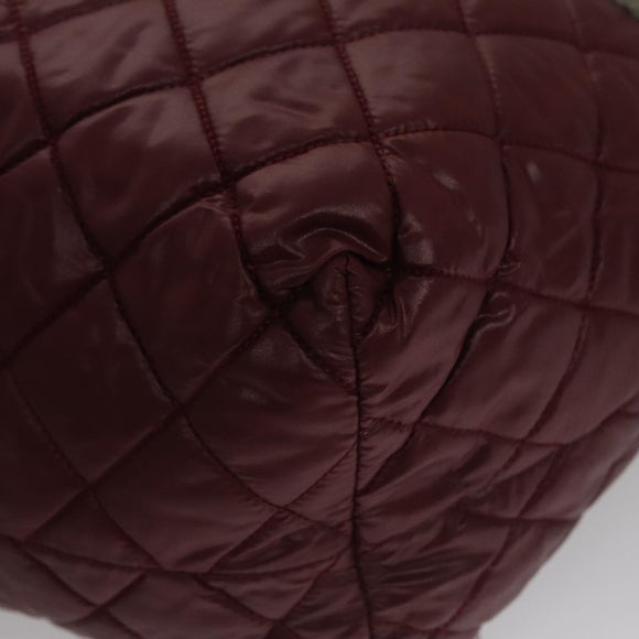 CHANEL Cococoon Tote Bag Nylon Wine Red Silver CC Auth bs21665