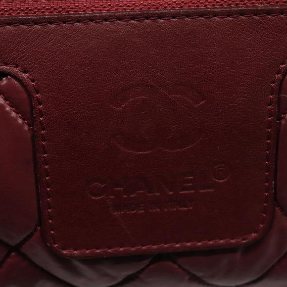 CHANEL Cococoon Tote Bag Nylon Wine Red Silver CC Auth bs21665