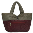 CHANEL Cococoon Tote Bag Nylon Wine Red Silver CC Auth bs21665-13