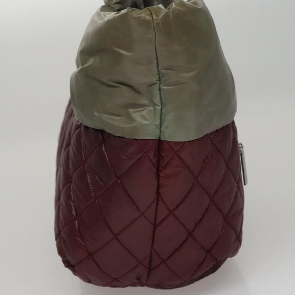 CHANEL Cococoon Tote Bag Nylon Wine Red Silver CC Auth bs21665