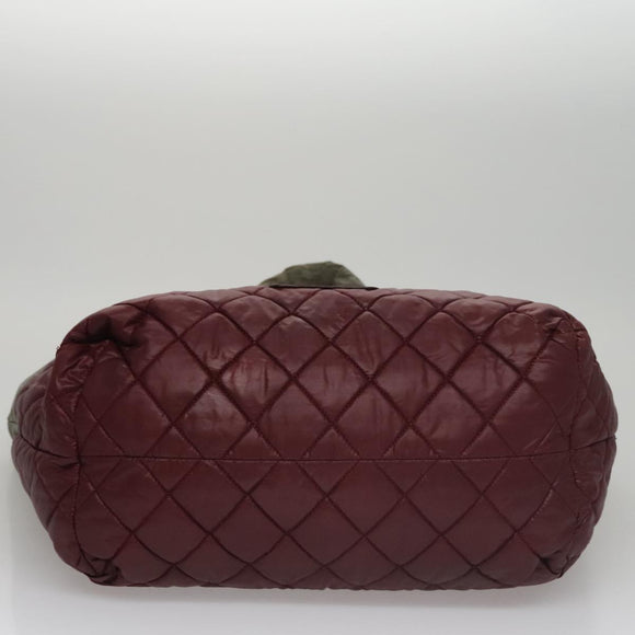 CHANEL Cococoon Tote Bag Nylon Wine Red Silver CC Auth bs21665