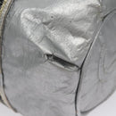 CHANEL Sports Hand Bag Coated Canvas Silver CC Auth bs21669-11