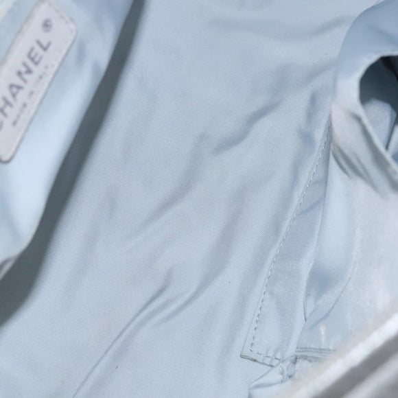 CHANEL Sports Hand Bag Coated Canvas Silver CC Auth bs21669