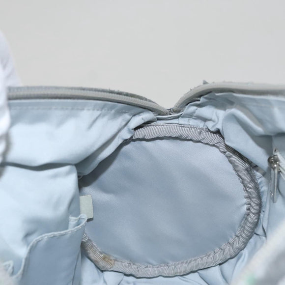 CHANEL Sports Hand Bag Coated Canvas Silver CC Auth bs21669