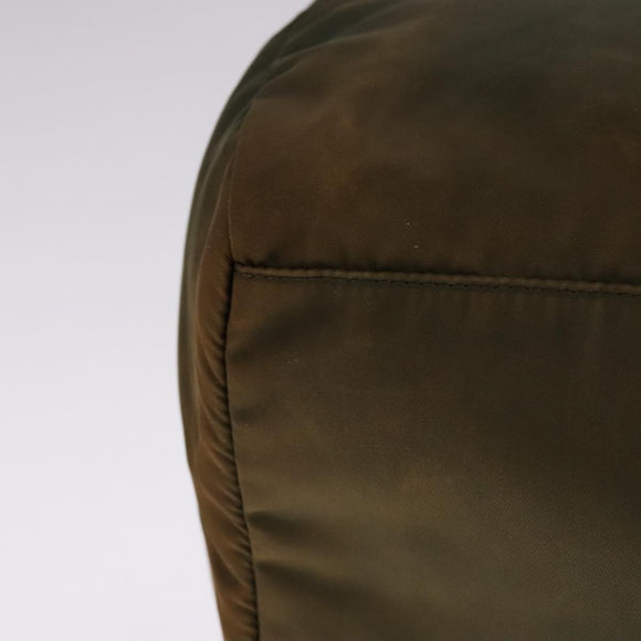 PRADA Boston Bag Nylon Khaki Gold Auth bs21678