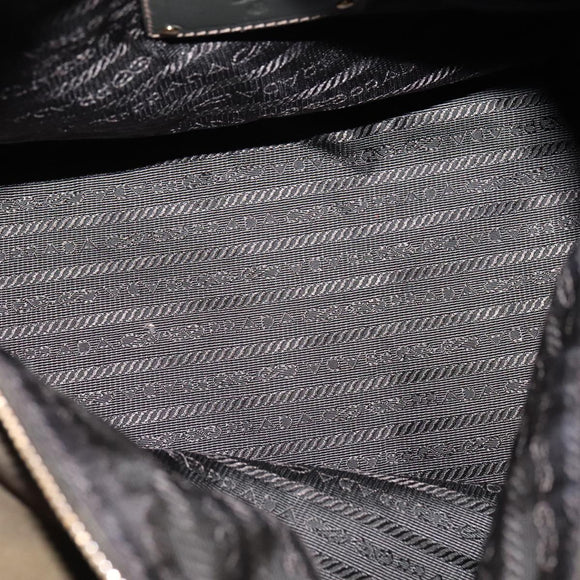 PRADA Boston Bag Nylon Khaki Gold Auth bs21678