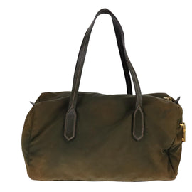 PRADA Boston Bag Nylon Khaki Gold Auth bs21678 - 0