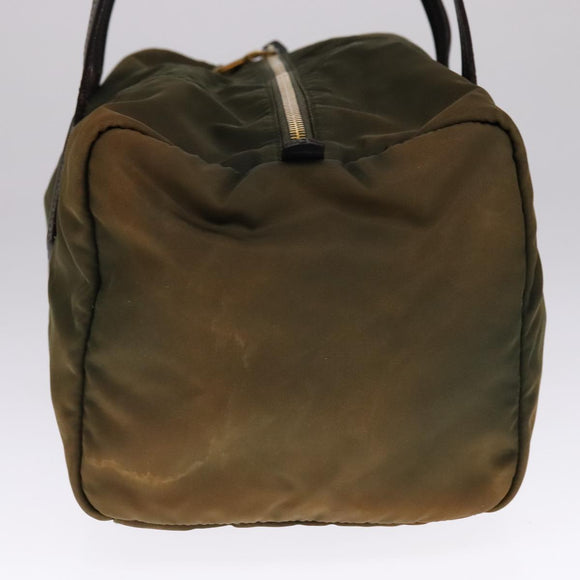 PRADA Boston tas nylon kaki goud Auth bs21678