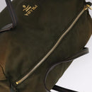 PRADA Boston tas nylon kaki goud Auth bs21678-6