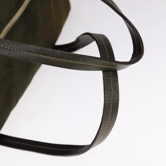 PRADA Boston Bag Nylon Khaki Gold Auth bs21678