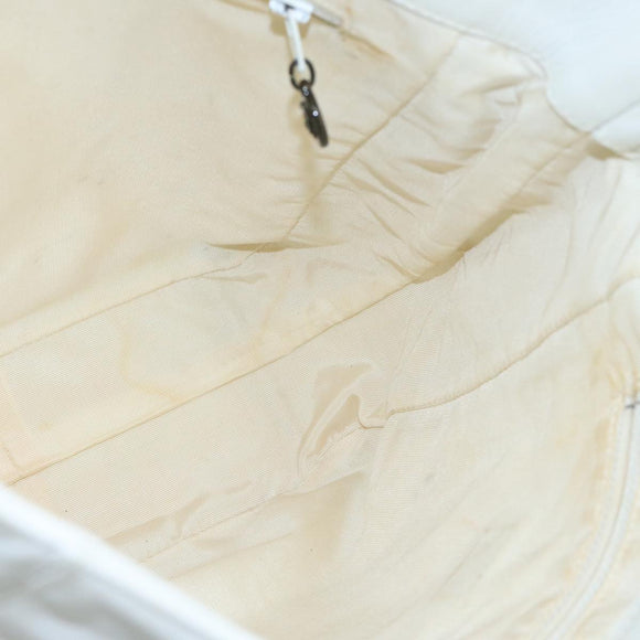 CHANEL Tote Bag Lamb Skin White CC Auth bs21711