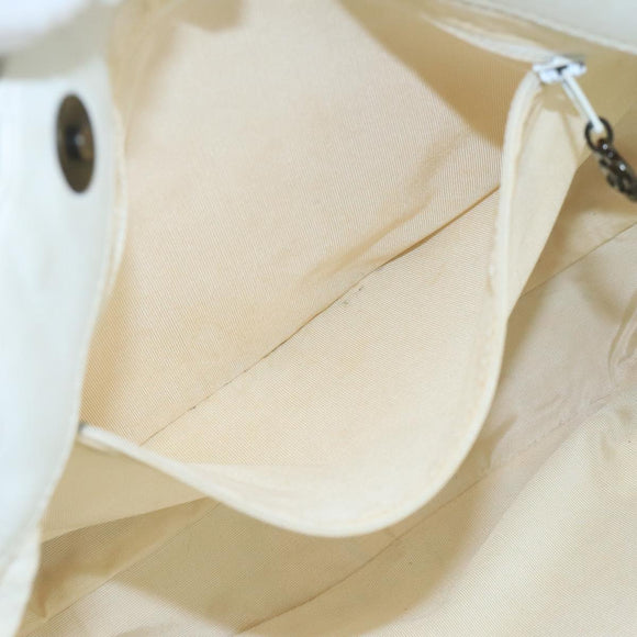 CHANEL Tote Bag Lamb Skin White CC Auth bs21711