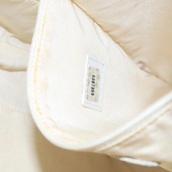 CHANEL Tote Bag Lamb Skin White CC Auth bs21711