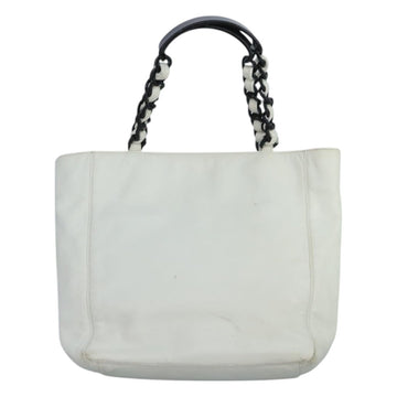 CHANEL Tote Bag Lamb Skin White CC Auth bs21711 - 0