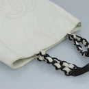 CHANEL Tote Bag Lamb Skin White CC Auth bs21711-6