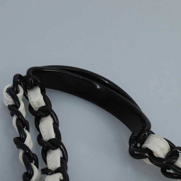 CHANEL Tote Bag Lamb Skin White CC Auth bs21711