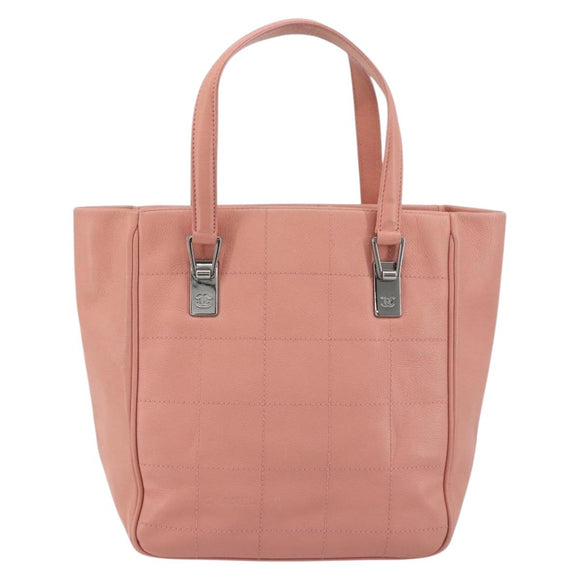 CHANEL Choco Bar Tote Bag Caviar Skin Pink CC Auth bs21715