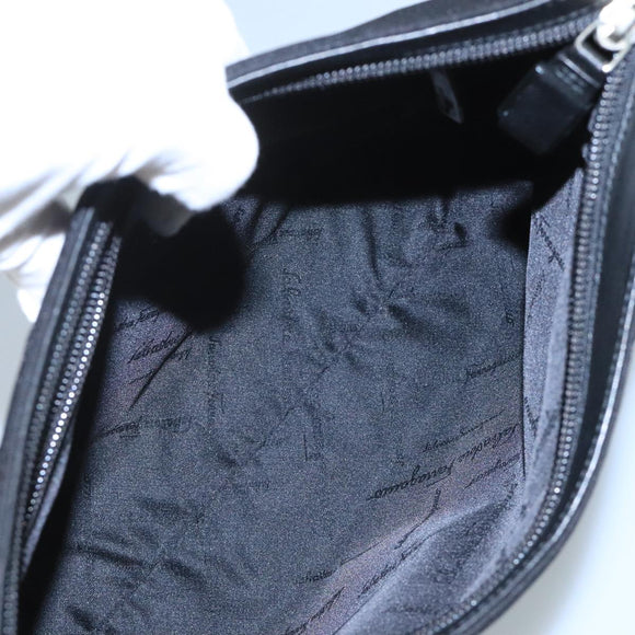 Salvatore Ferragamo Shoulder Bag Canvas Black Auth bs21726