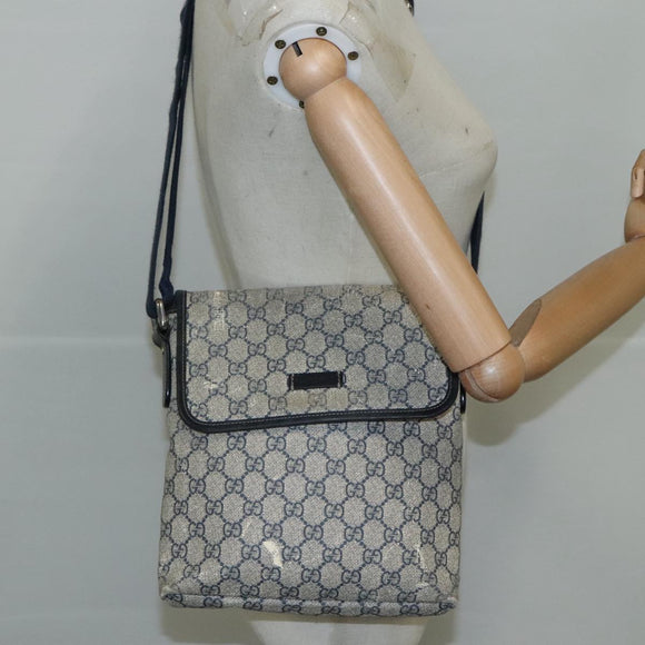 GUCCI GG Supreme Shoulder Bag PVC Navy 223666 Auth bs21744