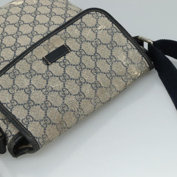 GUCCI GG Supreme Shoulder Bag PVC Navy 223666 Auth bs21744