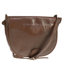 Burberrys Shoulder Bag Leather Brown Silver Auth bs21793-1