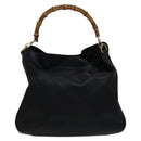 GUCCI Bamboo Hand Bag Leather 2way Black Auth bs21805-2