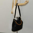 GUCCI Bamboo Hand Bag Leather 2way Black Auth bs21805-21