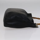 GUCCI Bamboo Hand Bag Leather 2way Black Auth bs21805-4