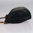GUCCI Bamboo Hand Bag Leather 2way Black Auth bs21805-5