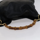 GUCCI Bamboo Hand Bag Leather 2way Black Auth bs21805-7