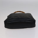 GUCCI Bamboo Hand Bag Leather 2way Black Auth bs21805-9