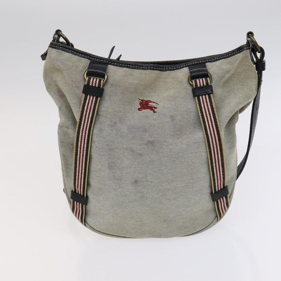 BURBERRY Nova Check Blue Label Shoulder Bag Canvas 2Set Beige Gray Auth bs21820