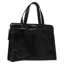 CHANEL COCO Mark Tote Bag Patent Leather Black Gold CC Auth bs21837-1