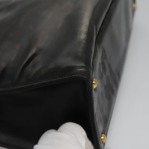CHANEL COCO Mark Tote Bag Patent Leather Black Gold CC Auth bs21837