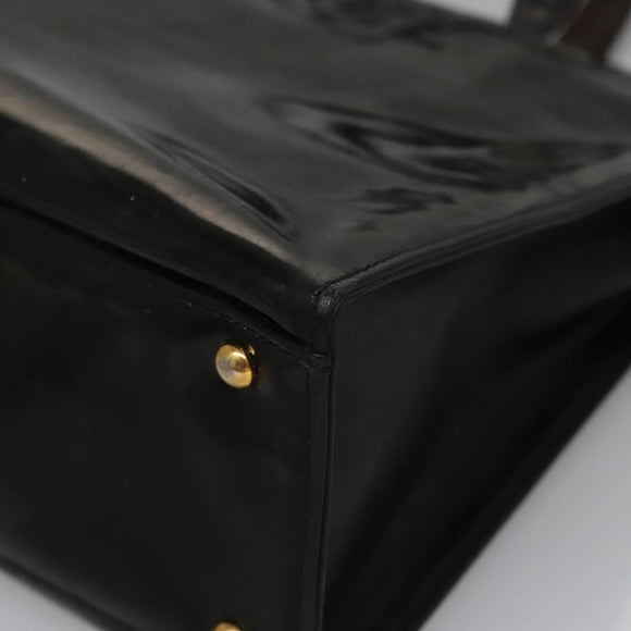 CHANEL COCO Mark Tote Bag Patent Leather Black Gold CC Auth bs21837