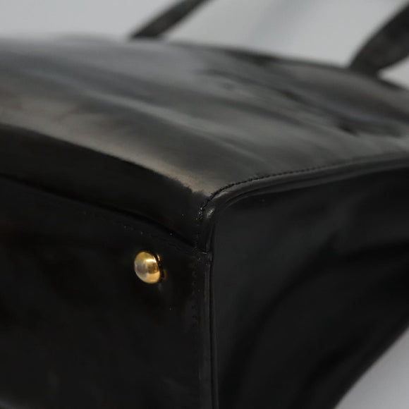 CHANEL COCO Mark Tote Bag Patent Leather Black Gold CC Auth bs21837