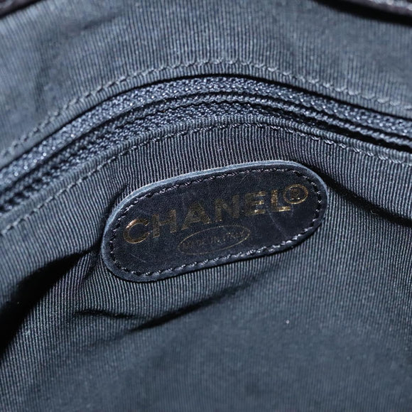 CHANEL COCO Mark Tote Bag Patent Leather Black Gold CC Auth bs21837