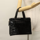 CHANEL COCO Mark Tote Bag Patent Leather Black Gold CC Auth bs21837-26