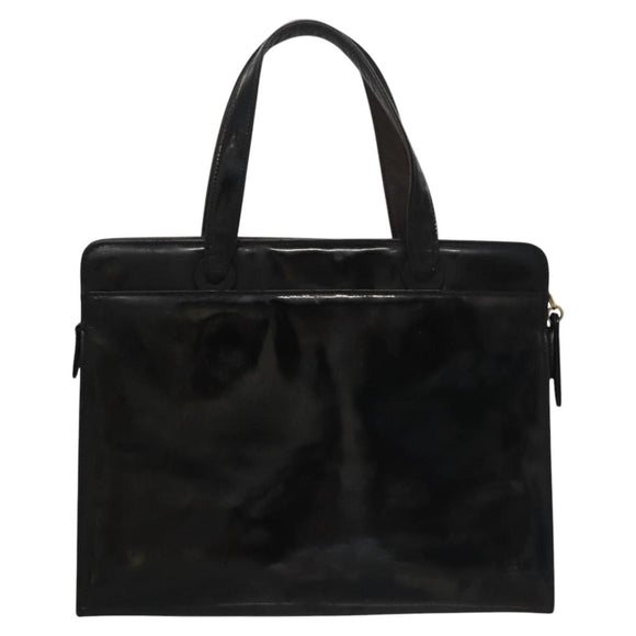 CHANEL COCO Mark Tote Bag Patent Leather Black Gold CC Auth bs21837